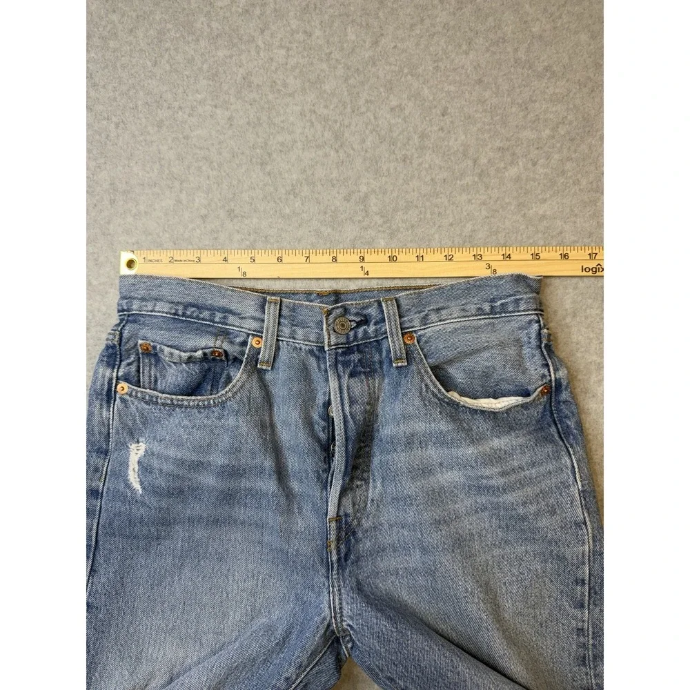 Levi's 501 S Jeans Mens Size 28x28  Blue Skinny Slim Distressed Light Wash Denim